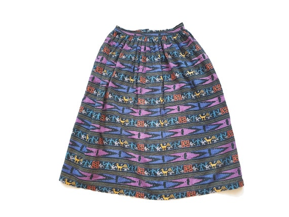 Vintage 1990s aztec print skirt 80s 90s retro tri… - image 1