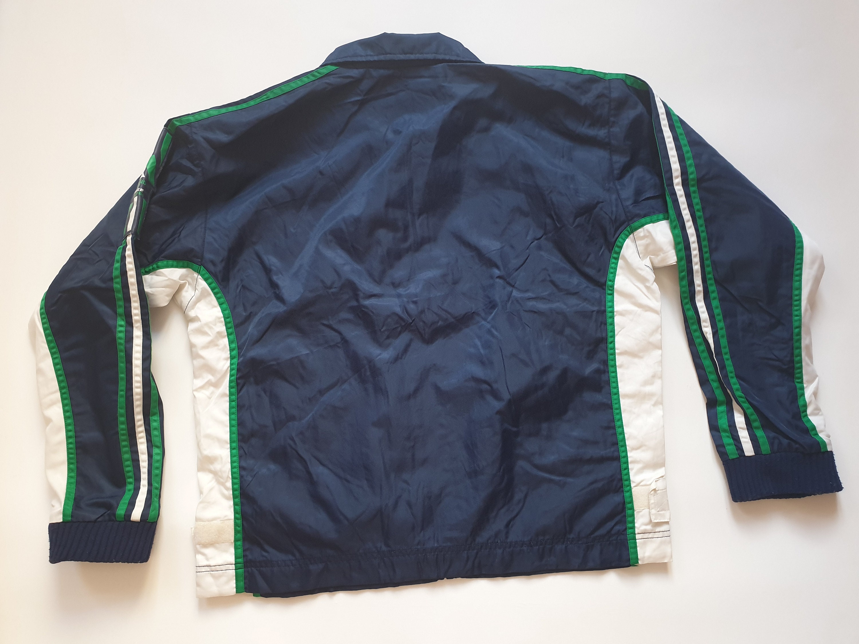 Vintage Adidas Track Jacket 90s Blue Green White Navy Three Vintage Adidas Track Jacket 90s Blue Green White Navy Three