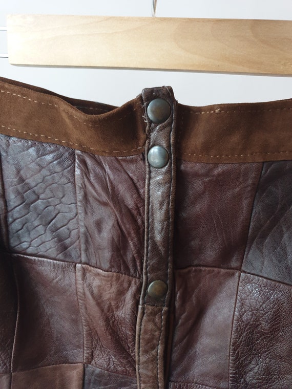 Patchwork leather skirt, vintage 80s 90s Y2K boho… - image 8