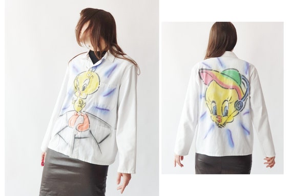 TWEETY bird graffiti work jacket / 90s Y2K, Pop a… - image 3