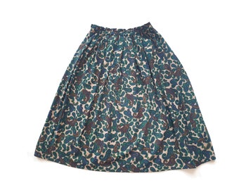 Vintage 1970s a-line skirt, elastic waist, 70s, hippie, retro multicolour boho print 70s 60s skirt size S