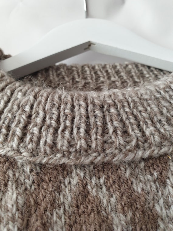 Vintage unisex knit sweater, knitted boho geometr… - image 5