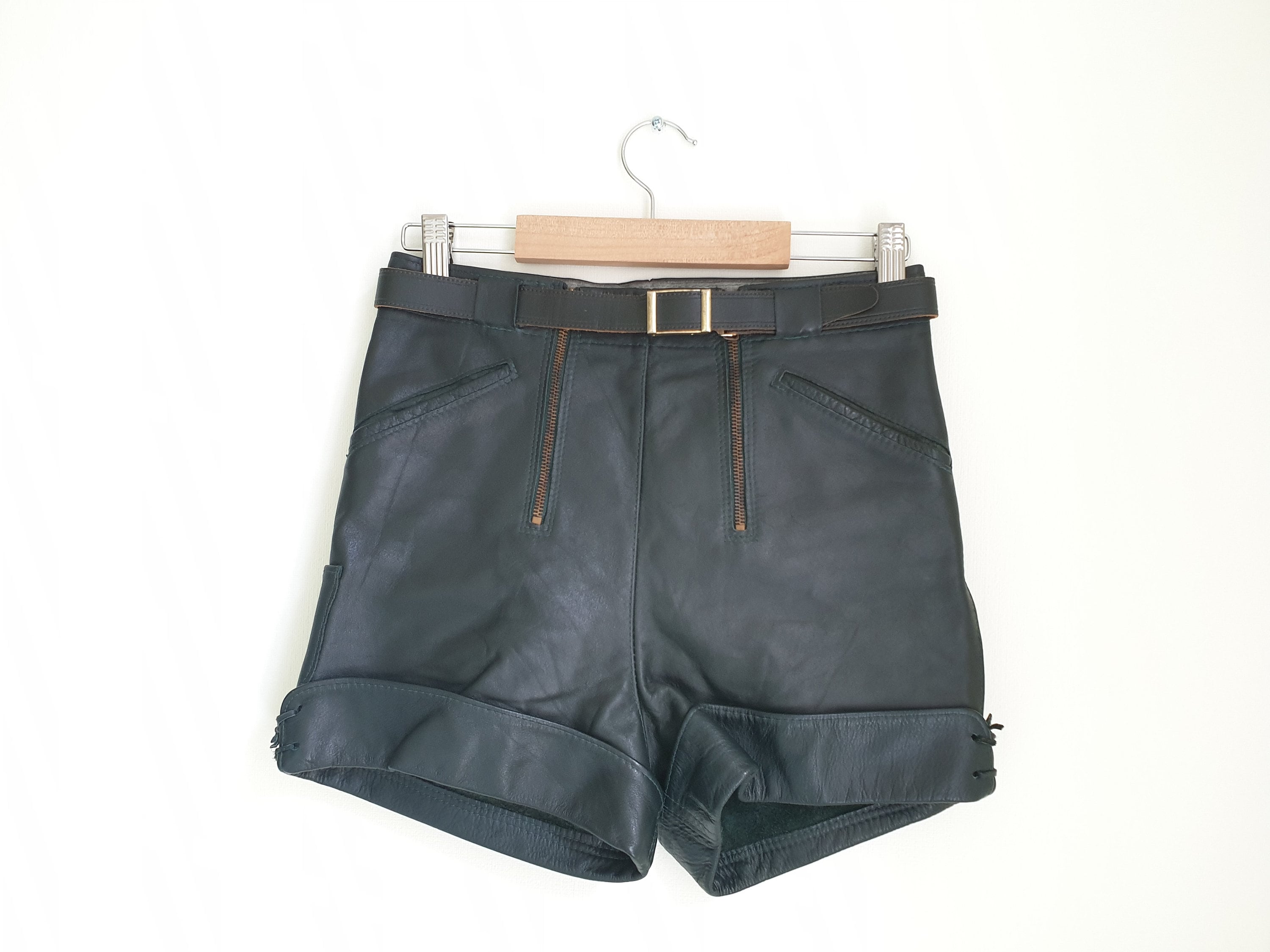 Vintage Women's Leather Shorts - 90s Bavarian Oktoberfest Fetish