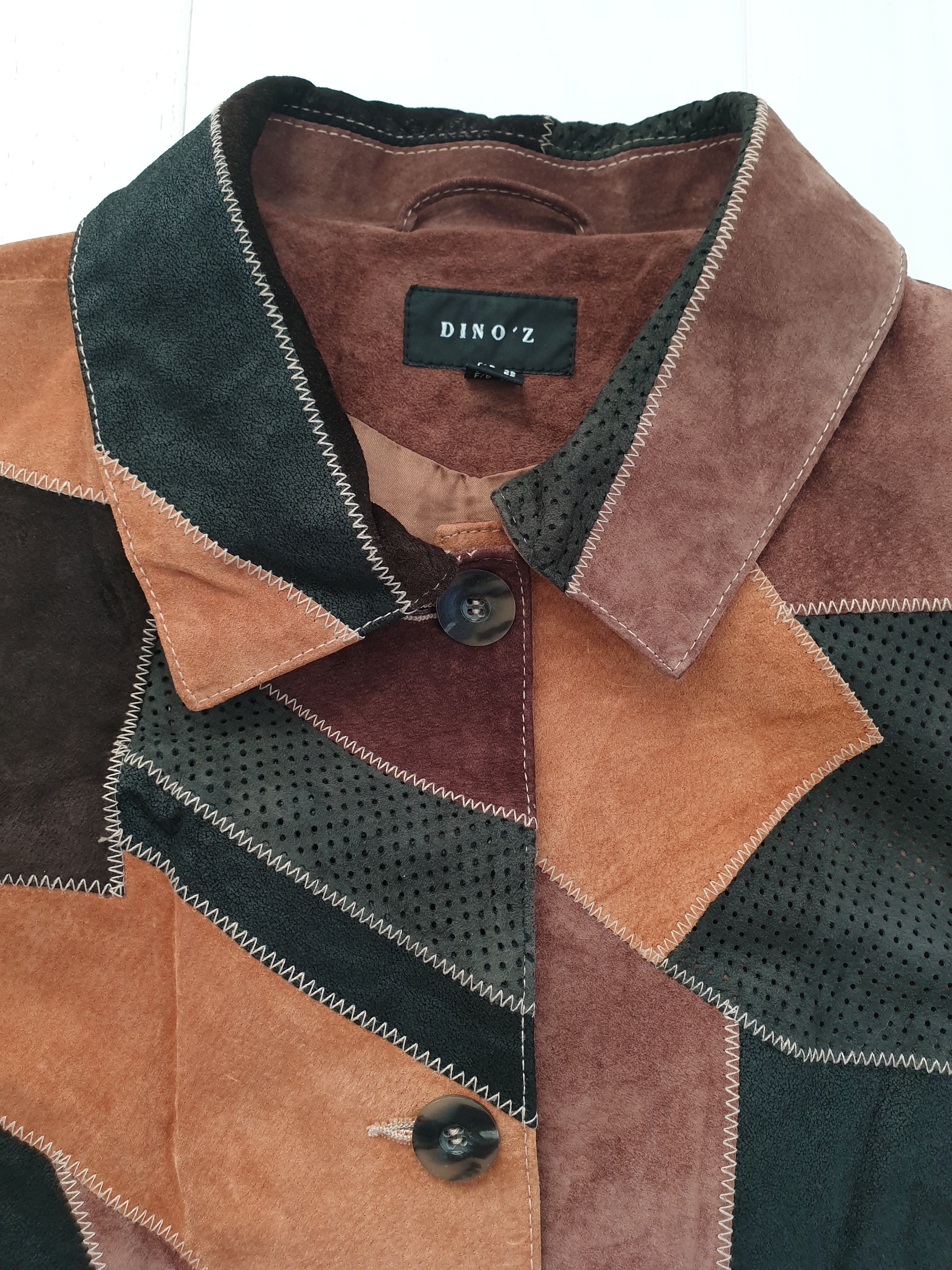 史上一番安い 80s Vintage Leather Jacket Brown Patchwork Suede Coat L - Etsy ジャケット・アウター