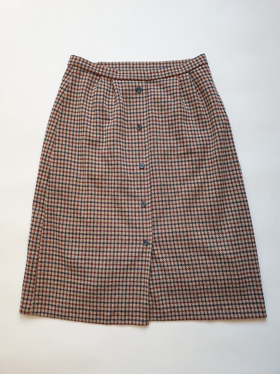 1960s plaid midi skirt, Vintage 60s 70s brown wom… - image 4