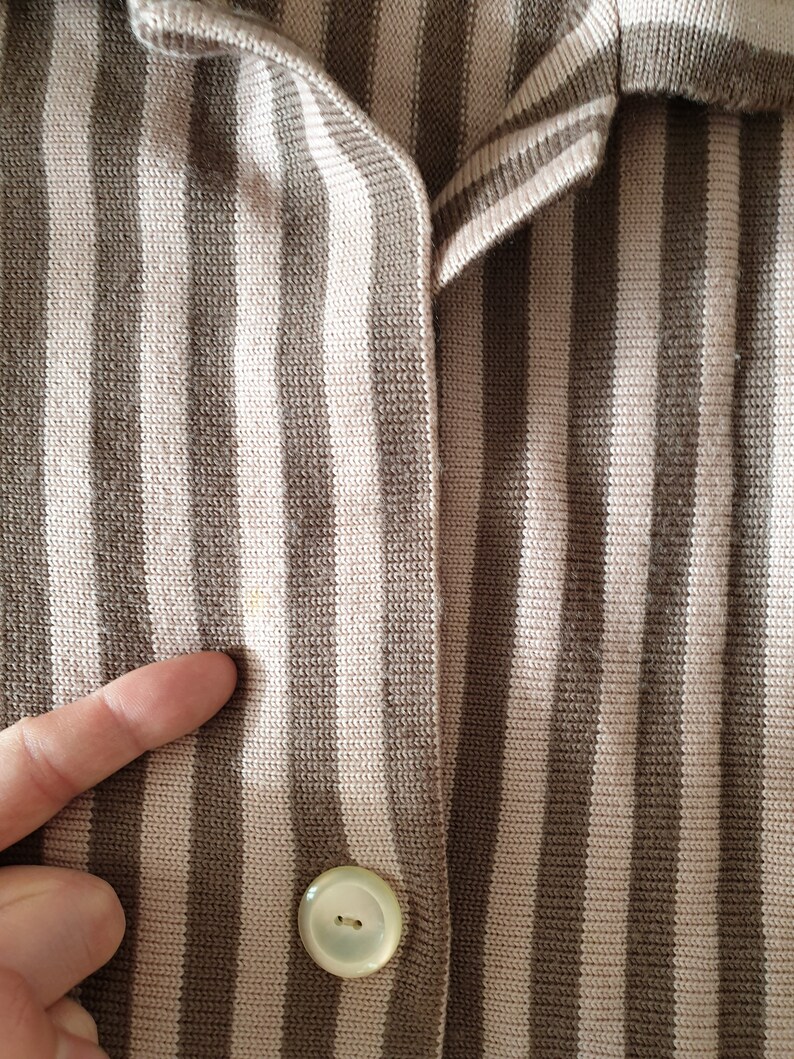 pink brown striped sweater long sleeve top women/'s boho hippie unisex blazer Vintage 70s cardigan cute jumper estimated size S M
