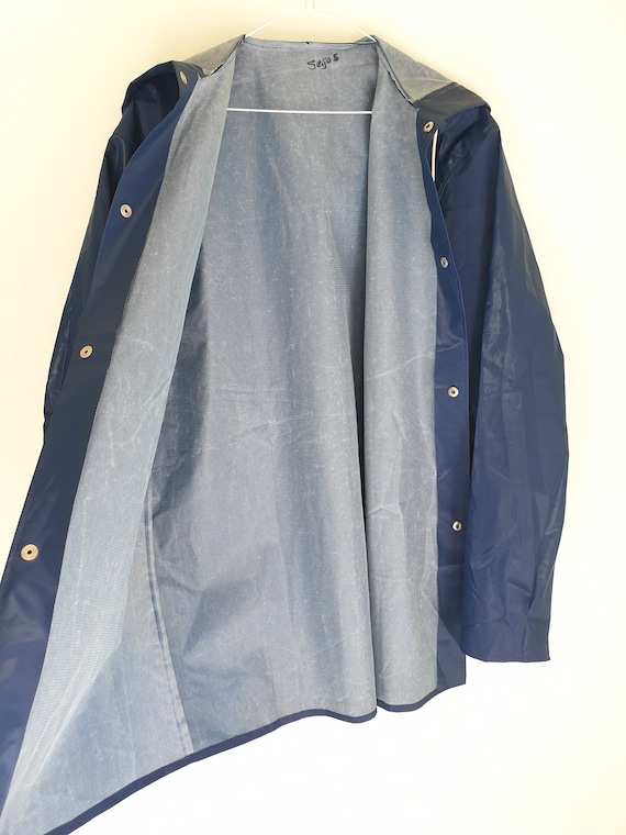 1970s - 1980s vintage raincoat, hooded PVC rain j… - image 3