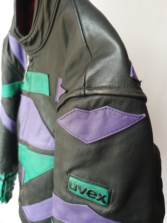 Vintage Motorcycle Leather Jacket Retro 80s 90s Y2K Multicolor Color Block Dirt Bike Motor Bike Motocross Racing Jacket Etsy Ireland