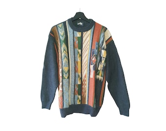 1980s men's MERINO wool knit sweater, vintage western pullover jumper