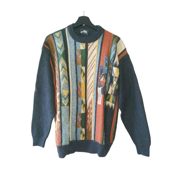Pull en laine MERINO pour homme des années 1980, pull western vintage