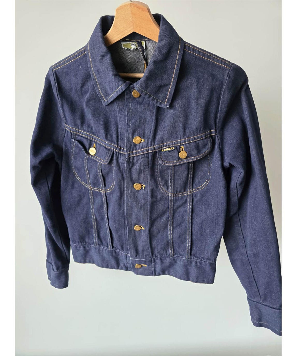 Vintage Dark Blue Denim Jacket 90s Cropped Fit - XS, foto 3 di 5