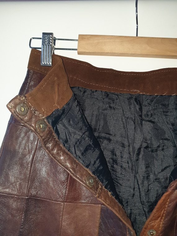 Patchwork leather skirt, vintage 80s 90s Y2K boho… - image 9