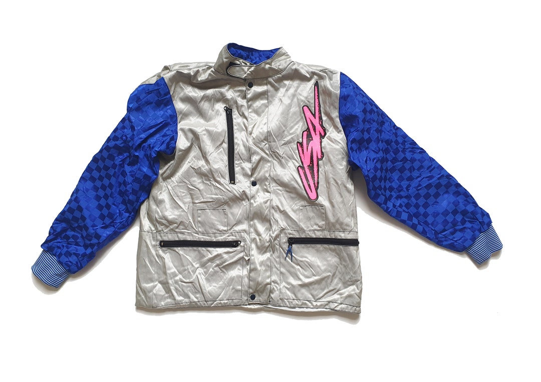 Y2K Vintage Silver USA Racing Go Kart Neon Rave Bomber Jacket - Etsy