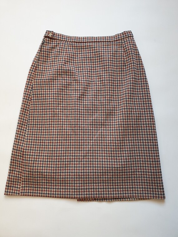 1960s plaid midi skirt, Vintage 60s 70s brown wom… - image 10