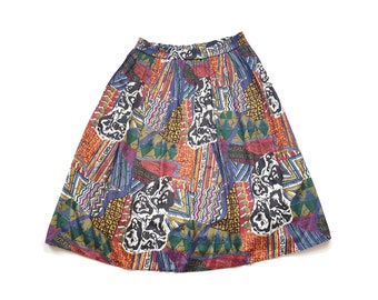 Vintage 1980s multicolour skirt 80s 70s boho bohemian western skirt  size M