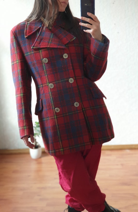 1970s unisex plaid coat, vintage 70s, 80s, retro,… - image 3