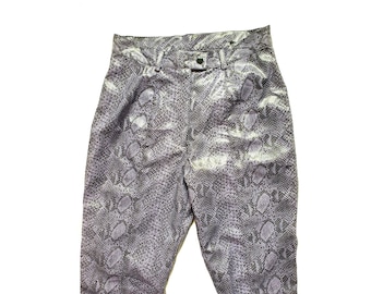 Y2K Womens 10 Snake Skin Python High Rise Straight Pants USA