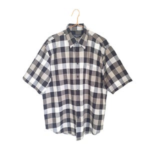 Y2K Vintage Plaid Checkered Short Sleeve Top Shirt L
