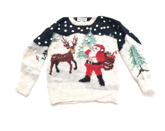 Vintage funny Christmas jumper wool knit sweater winter pullover