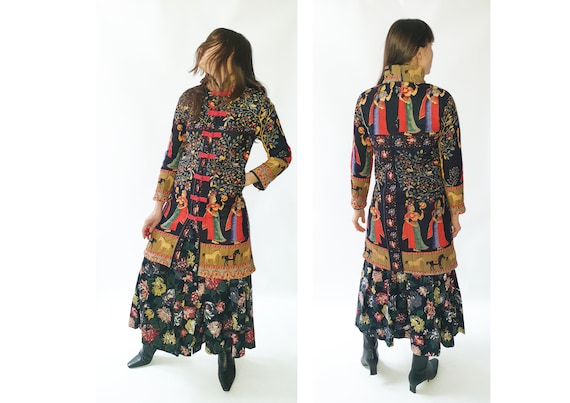 Moroccan quilted blanket coat, floral folk style … - image 4