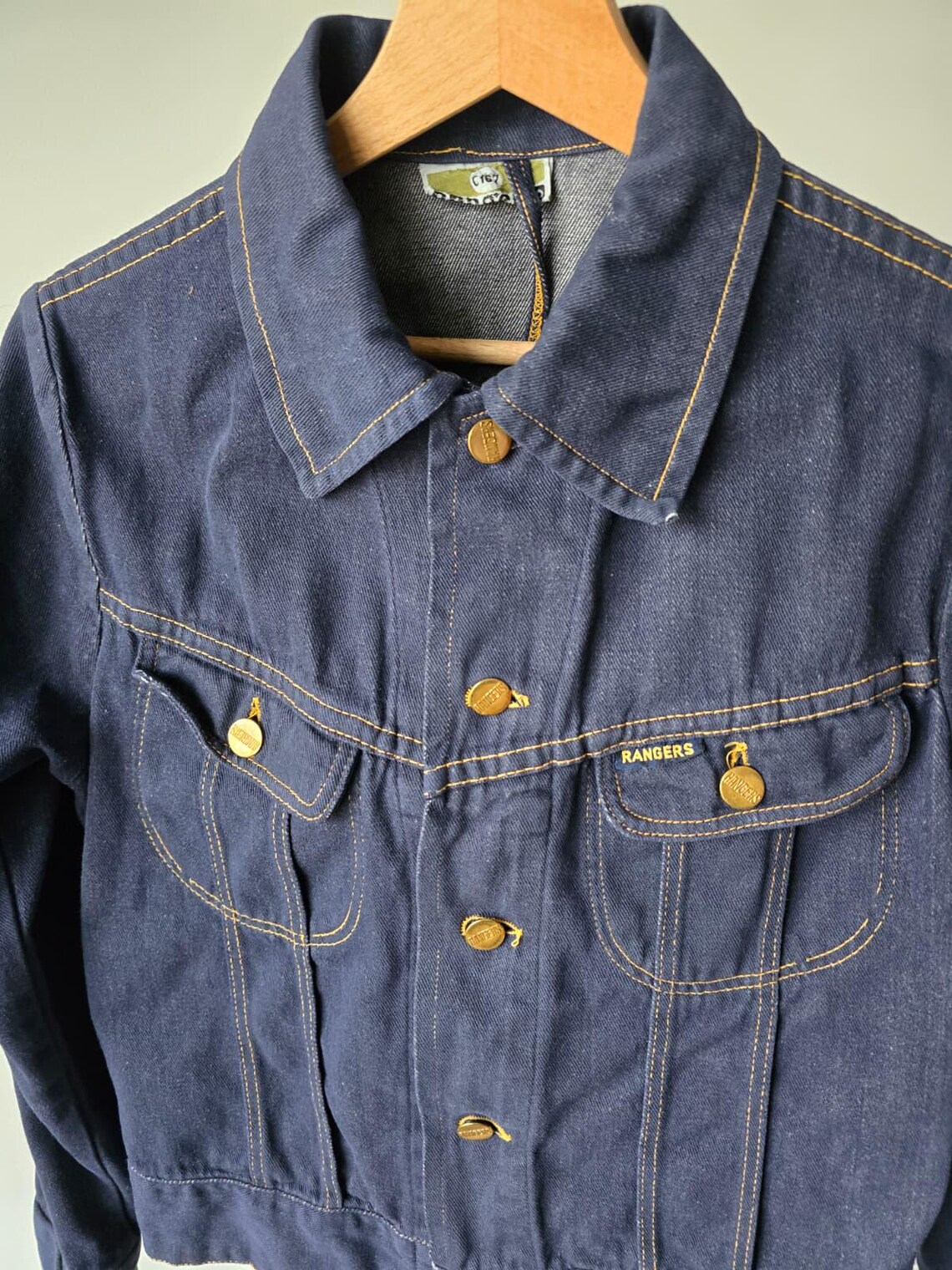 Vintage Dark Blue Denim Jacket 90s Cropped Fit - XS, foto 2 di 5