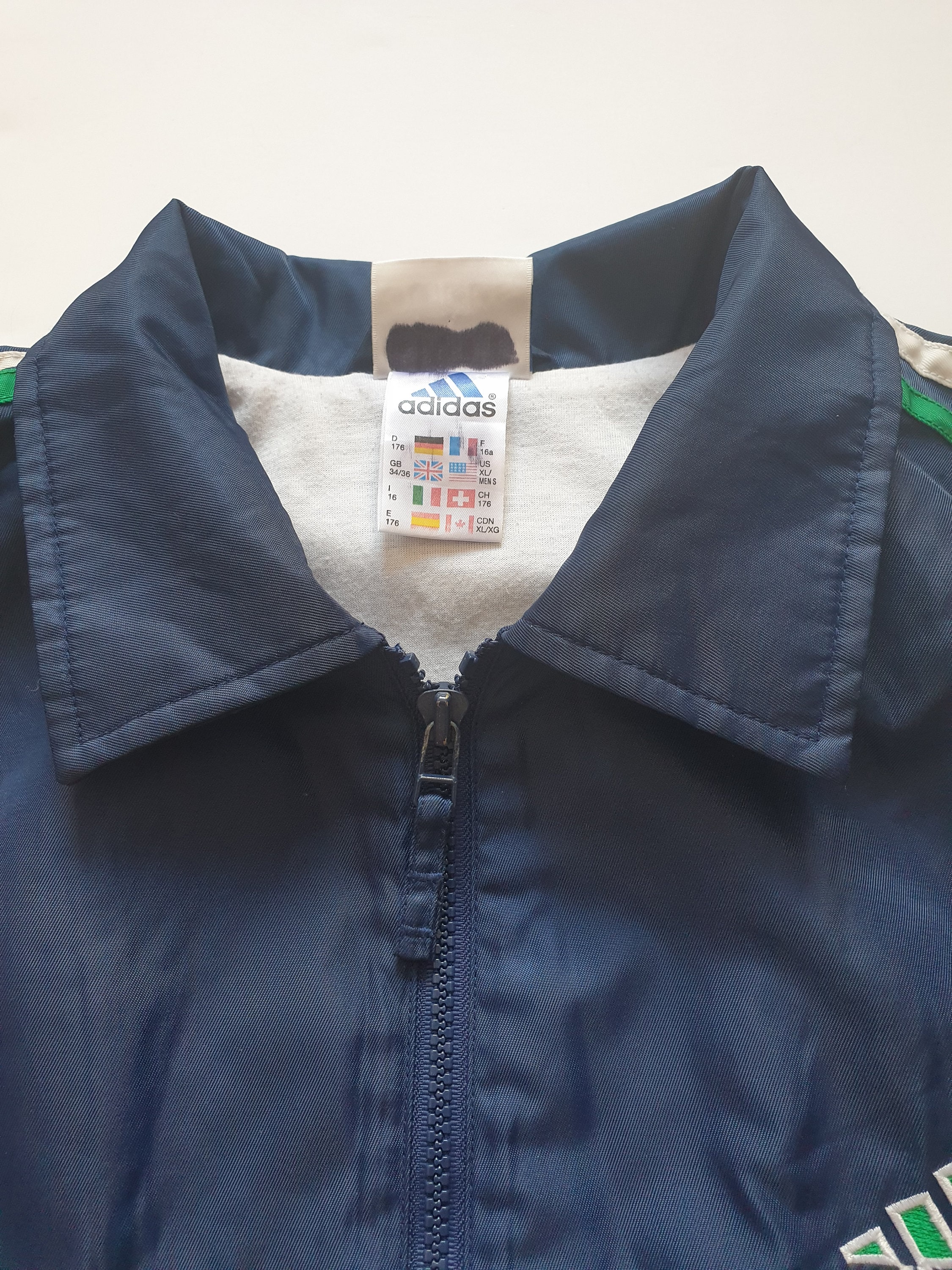 Vintage Adidas Track Jacket 90s Blue Green White Navy Three Vintage Adidas Track Jacket 90s Blue Green White Navy Three