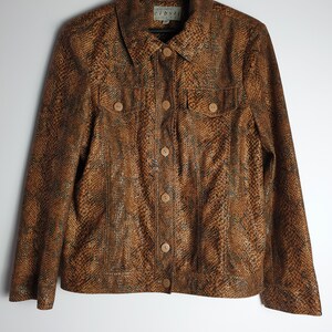 Y2K Damen Jacke Schlangendruck / Glam Rock, 1990er 90er Jahre, Rockabilly, Animal Print / Workwear Jacke / Vintage Kleidung Bild 2