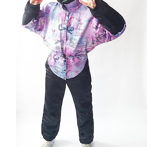Vintage 90s Ski Suit One Piece - Retro Purple snowsuit, snow jumpsuit, ski overalls