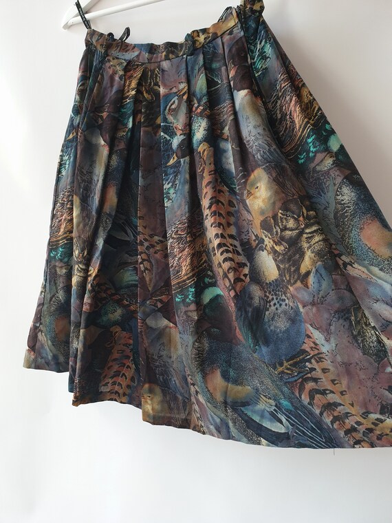 Vintage Bird print wool skirt / Indie, Rustic, Co… - image 3