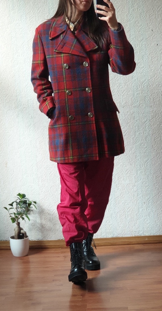 1970s unisex plaid coat, vintage 70s, 80s, retro,… - image 4