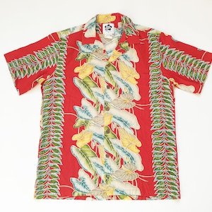 Vintage Hawaiian Shirt - Red Floral Aloha Beach Party Luau Top M L
