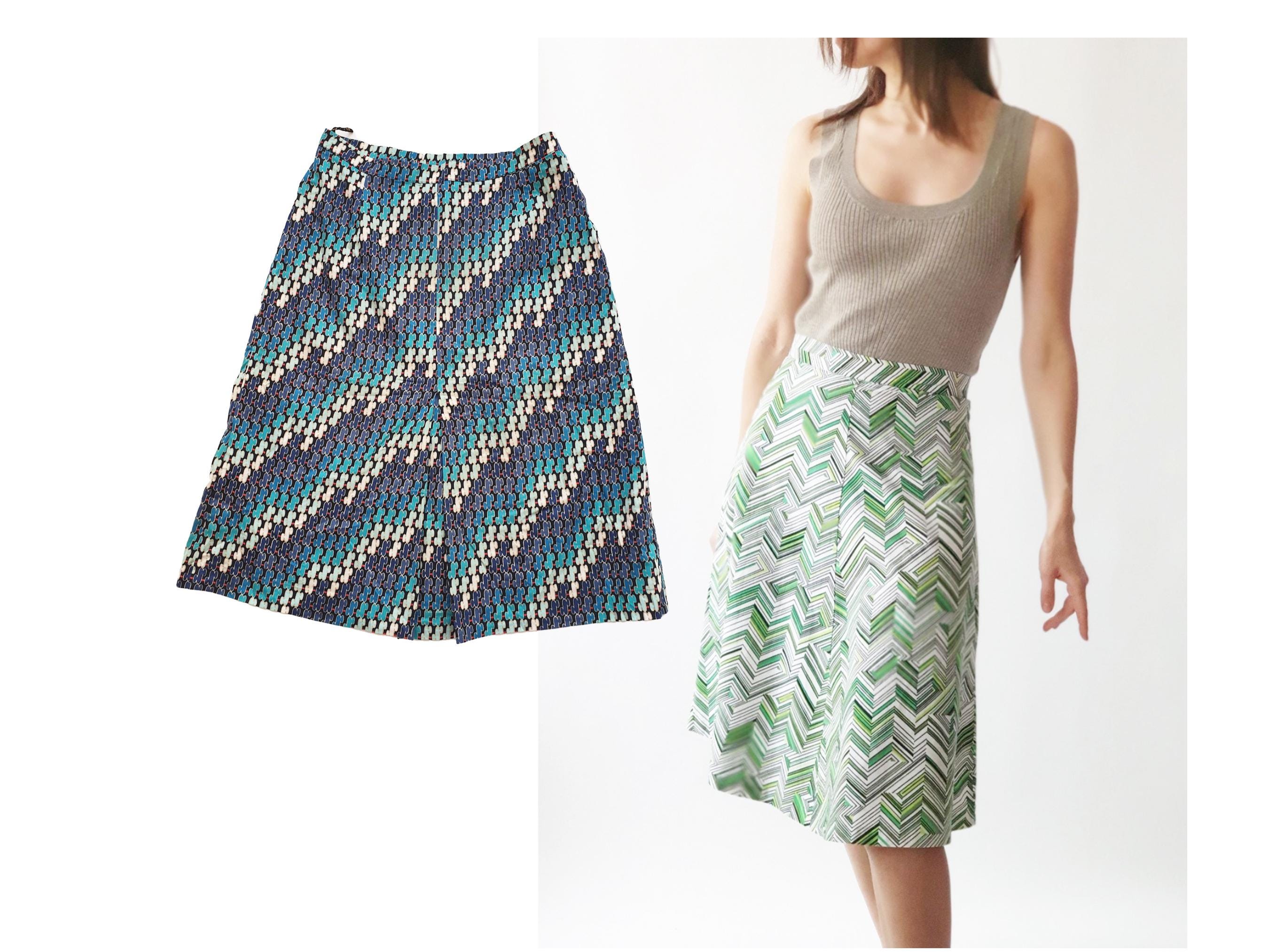 Bonmarché Womens Multicoloured Geometric Cotton A-Line Skirt Size 12 Zip