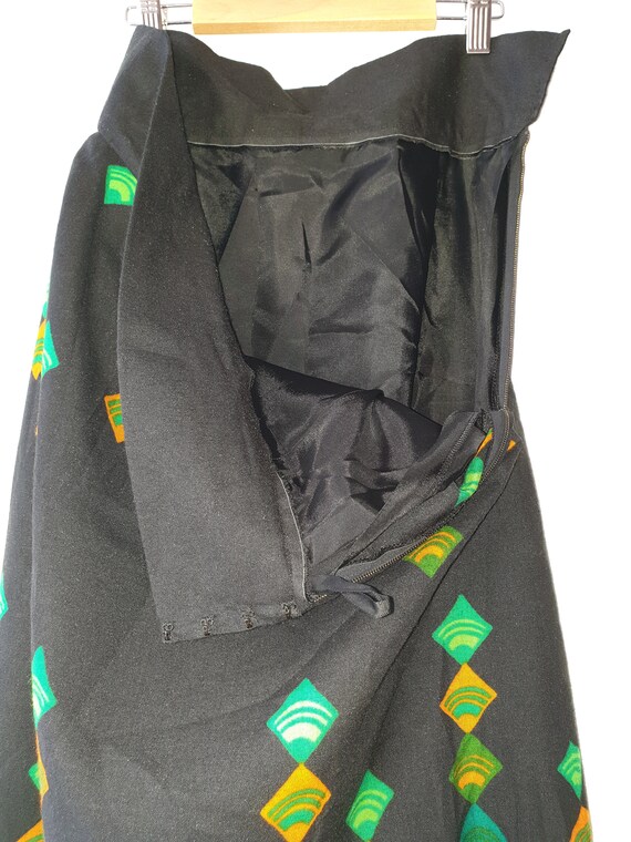 Vintage Geometric Print Pencil Skirt - M
