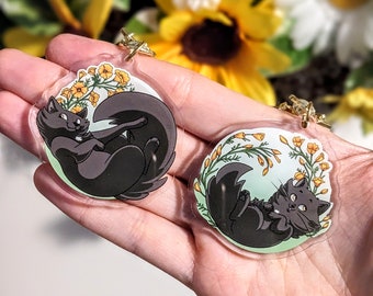 Black Cat Acrylic Keychain Double Sided