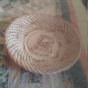 Unusual Mexican CERAMIC WOVEN Trinket DISH, Zacatecas Weave Design Pottery, Vintage Home Decor, Ceramic Fruit Dish, Kitchen Decor, Catchall