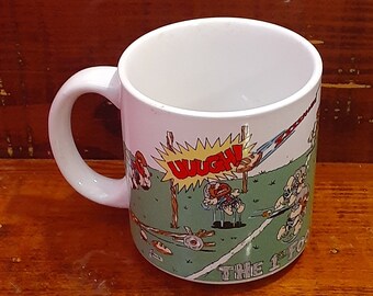 Vintage FOOTBALL UUUGH MUG, Primer juego de fútbol café caliente té taza de chocolate, Vintage cocina Houswares, copas y tazas de gafas, tazas de deportes