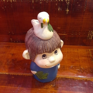 Marty Links &quot;LOLLIPOP Karakter&quot; Keramische en Papier Mache PIGGY Coin Penny BANK, Childs Nursery Room Decor, Kitscherige Piggy Bank, Boy&#39;s Piggy Bank