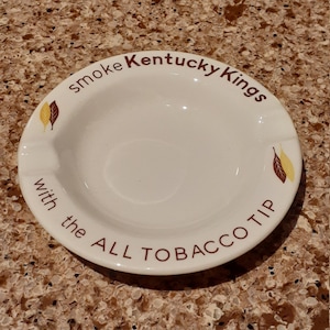 Vintage KENTUCKY KINGS ASHTRAY,Ceramic Ashtray,Vintage Tobacciana Advertisement,B&W Promotional Item,Catchall,Coin Dish,Vanity Decor,Props
