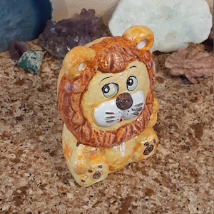 Vintage Ceramic LION PIGGY Change Coin Penny BANK,Lion Shaped Bank,Nursery Room Decor,Childs Room Decor,First 1st B-Day Baby Shower Gifts