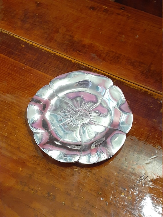 Vintage PEWTER Cabbage TRINKET DISH Coin Tray Ring