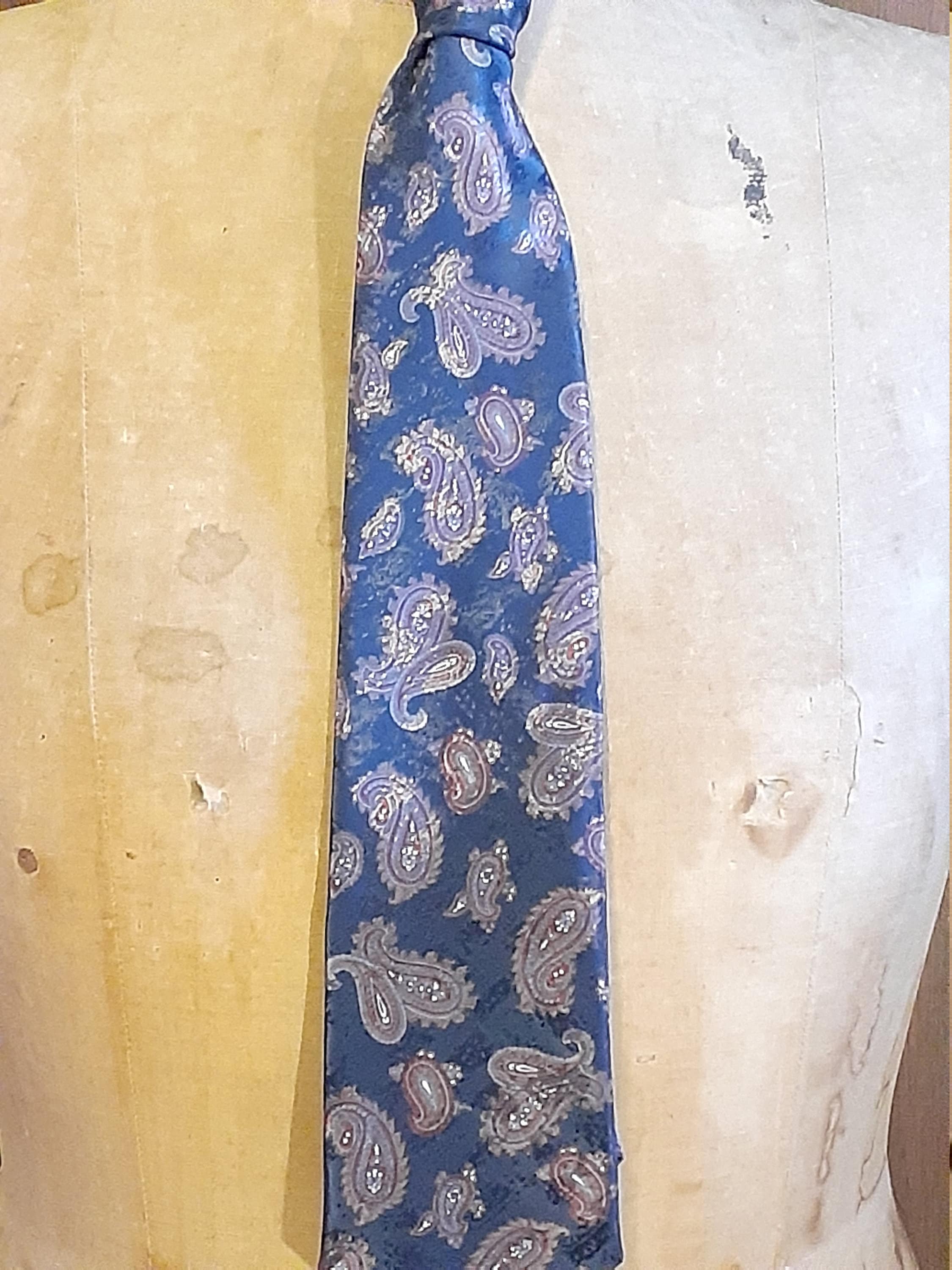 Ancienne Cravate Pierre Balmain En Soie Véritable Motif Paisley Multicolore - Fabriquée En Italie