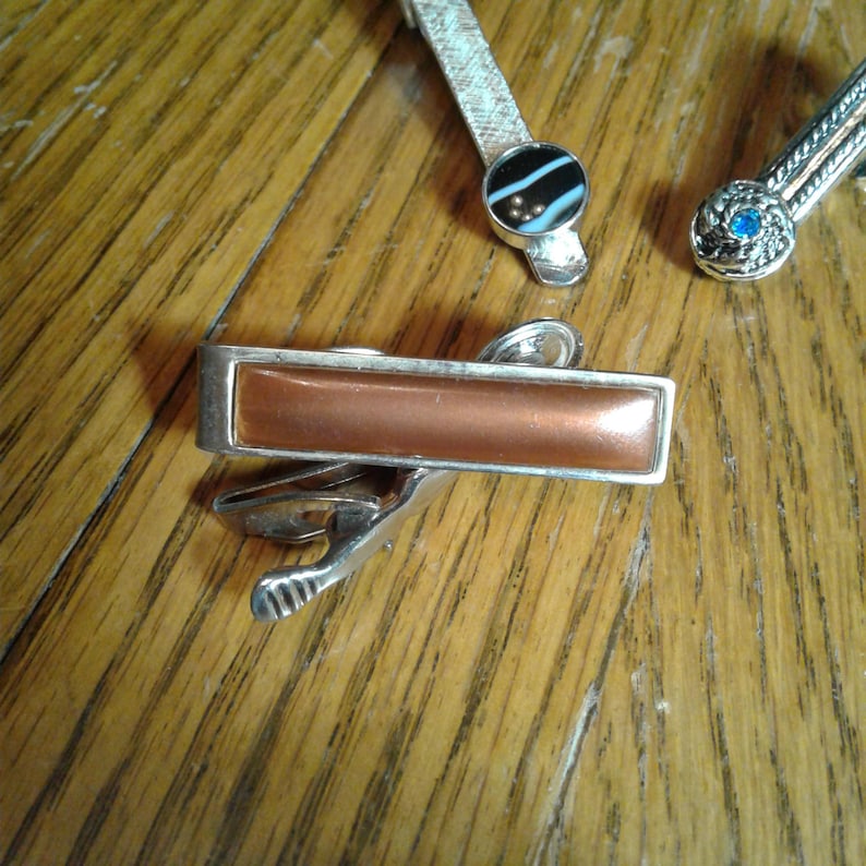 Vintage STONE TIE CLIPS Tie Clip Lot 6