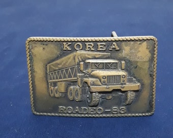 Vintage Army Marines Korean War Roadeo-83 Solid Brass BELT BUCKLE,Militaria Belt Buckle,Transport Vehicle Transportania Belt Buckle,Buckles