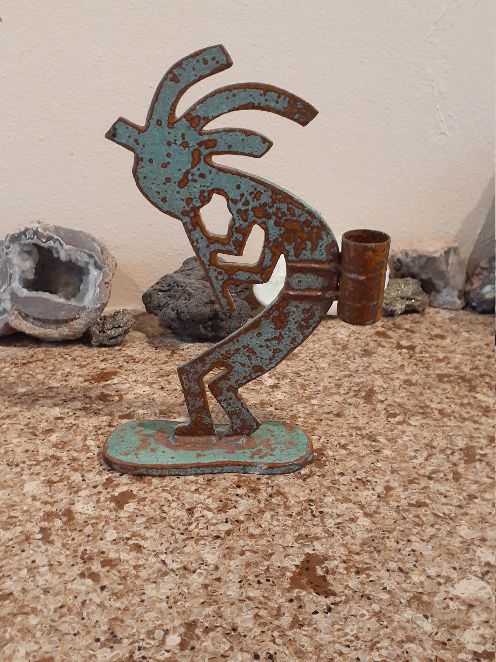 KOKOPELLI CANDLE HOLDER Statue Solid Metal Native Etsy