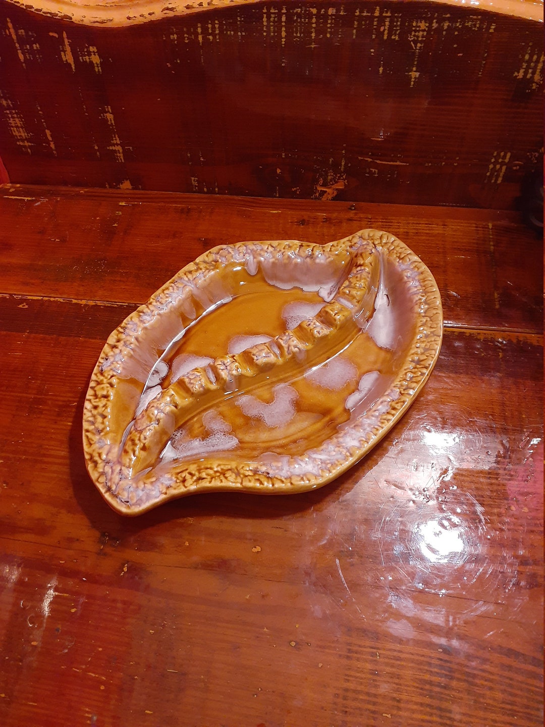 Vintage Milk and Honey Leaf Style ASHTRAY by NONAMAX of CALIF U S A