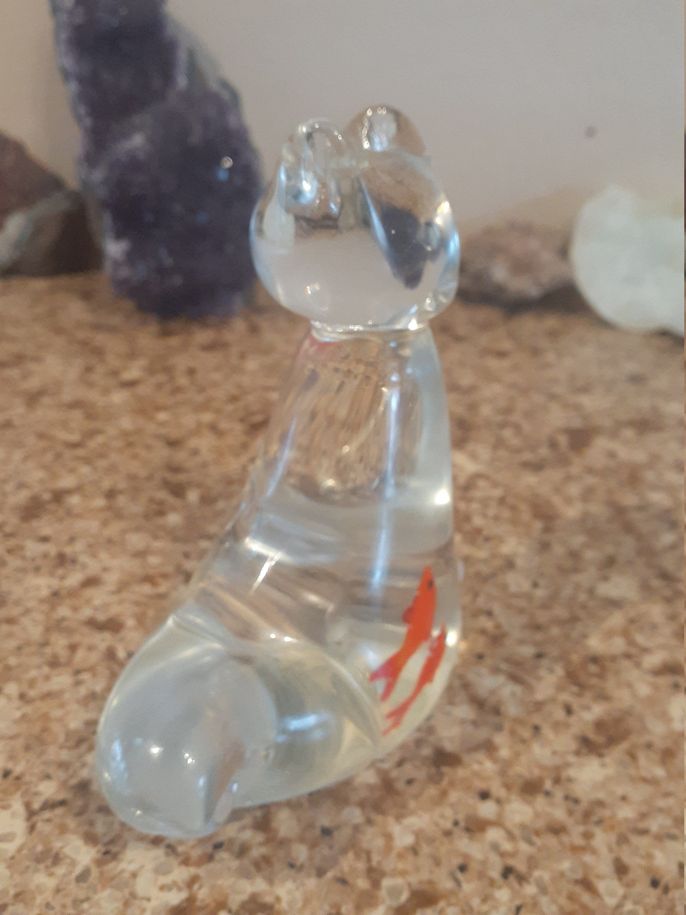 Vintage Murano Style ART GLASS CAT With Two Fish in Etsy