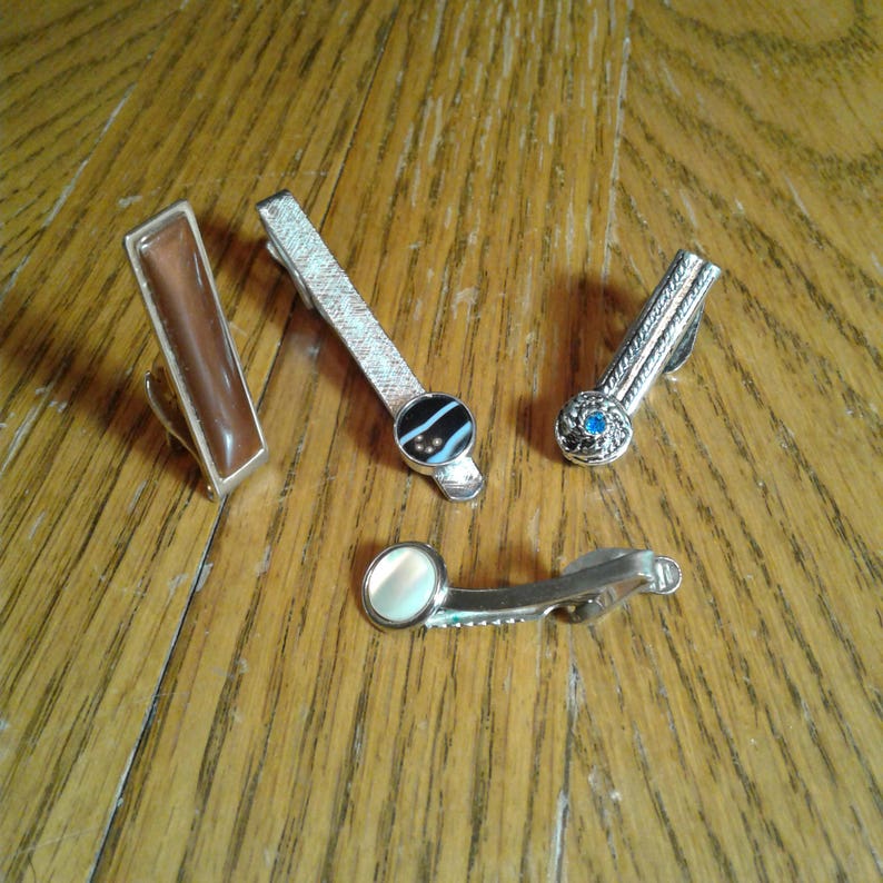 Vintage STONE TIE CLIPS Tie Clip Lot 6