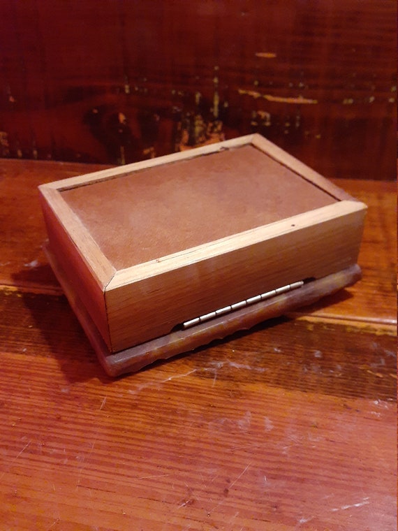 Marbled Stone INCOLAY Lidded Wooden TRINKET BOX,A… - image 3