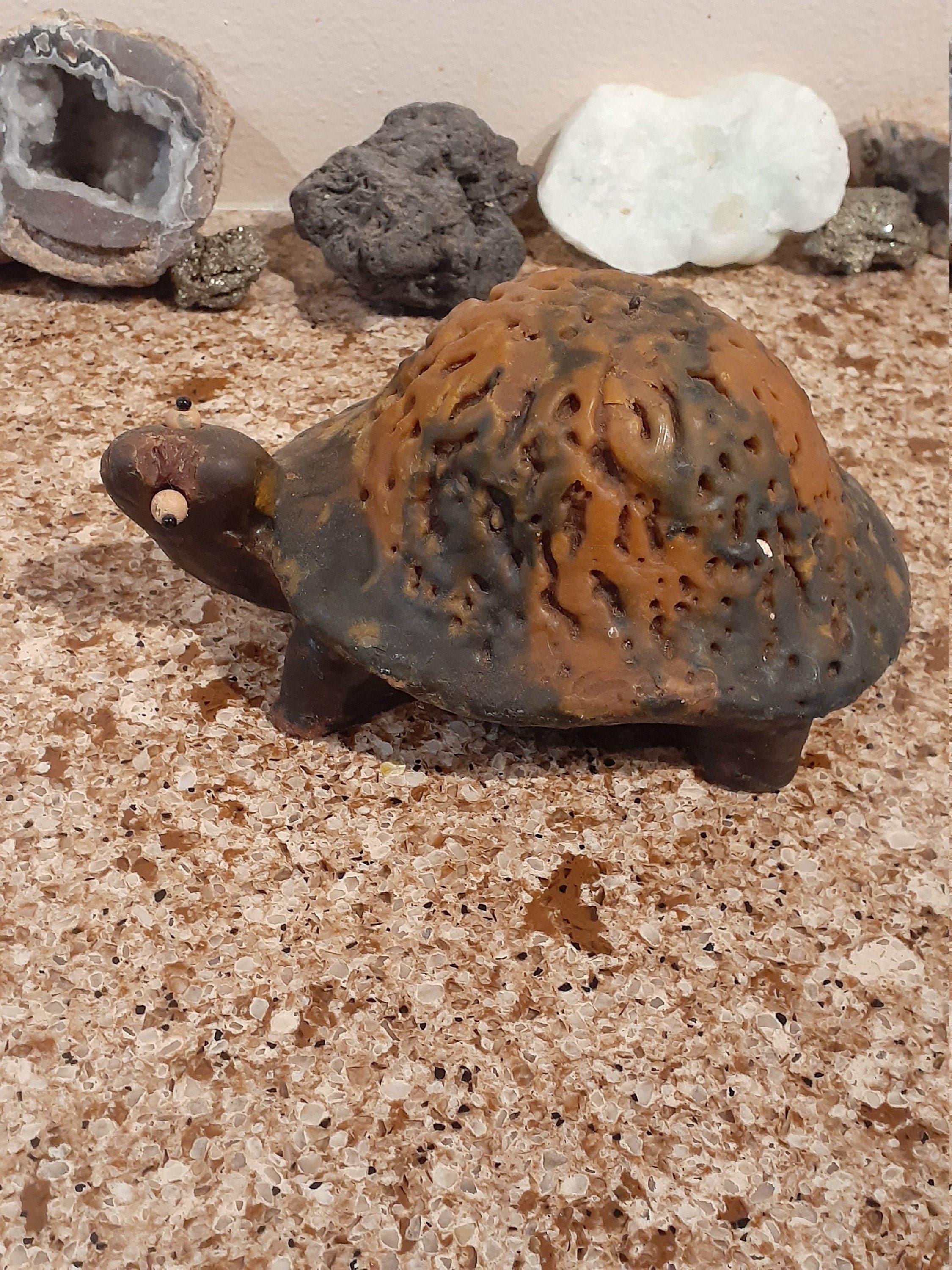 Vintage 1971 Candlemakers Inc Whimsical Googly Eyed WAX TURTLE