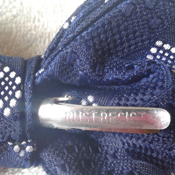 Vintage ORMOND Blue Geometric Designed BOW TIE - image 4